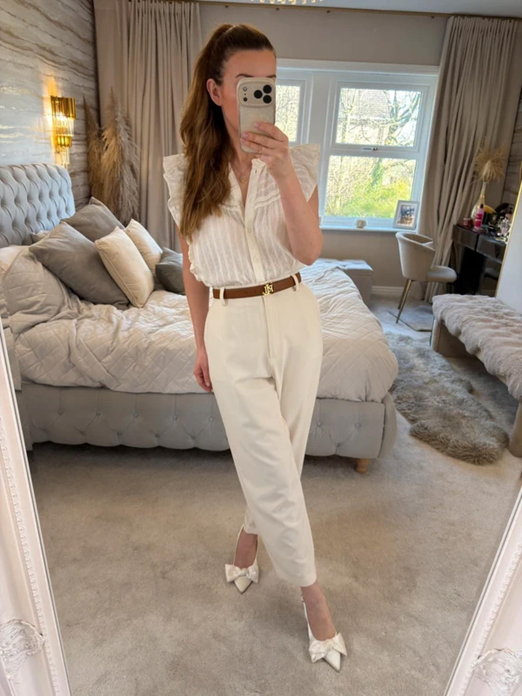 M&S Cream Boho Frill Blouse Petite 14