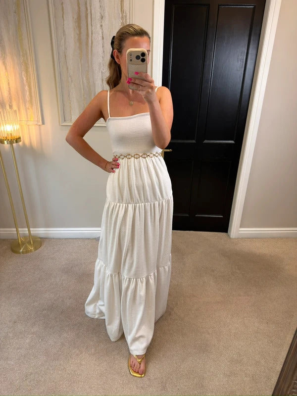 Nasty Gal White Open Back Maxi 10