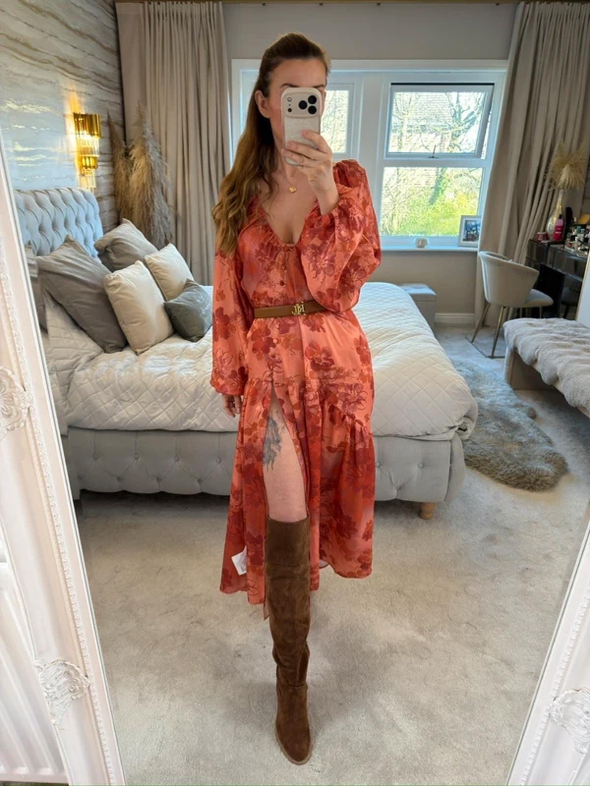 BNWT Asos Boho Satin Open Back Midi 10