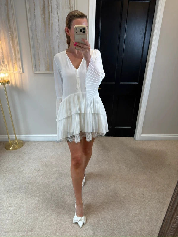Zara White Pleated Tunic XS