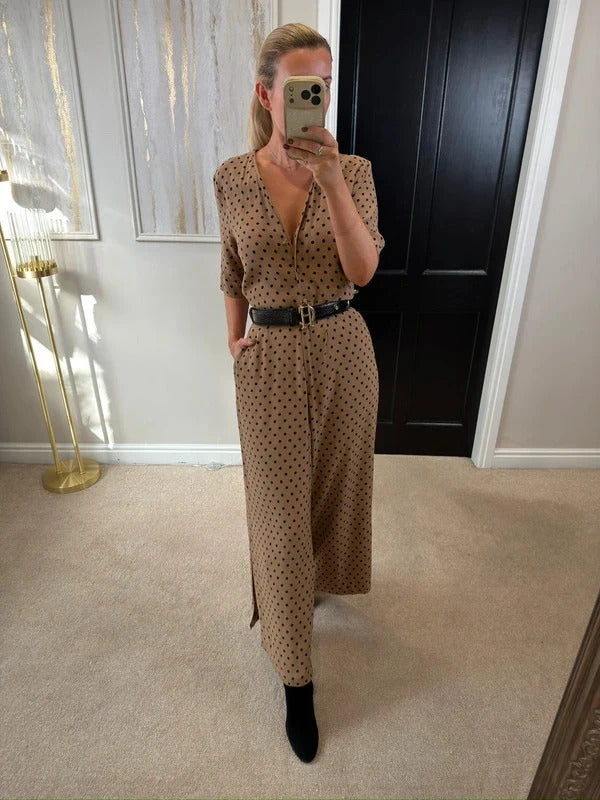 Jigsaw Beige & Black Polka Dot Jumpsuit 12