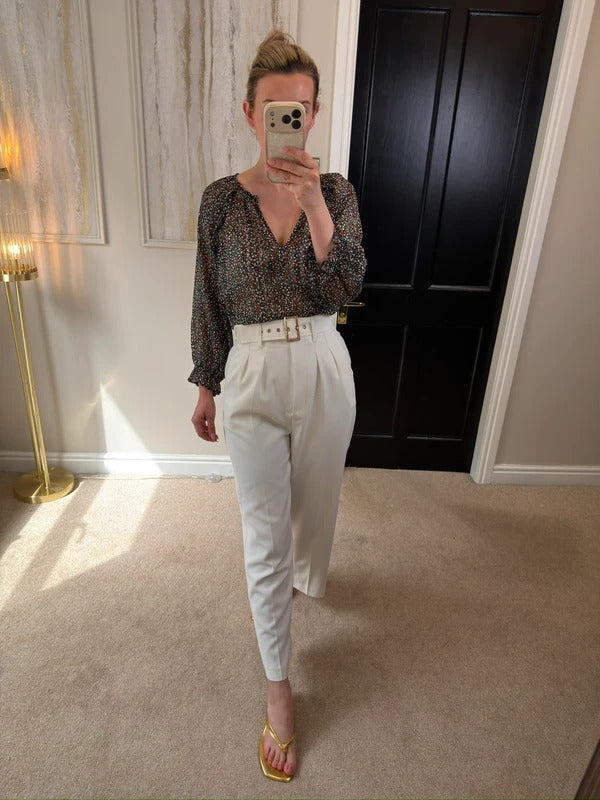 Oliver Bonas Black Multicoloured Floral Sheer Blouse 10