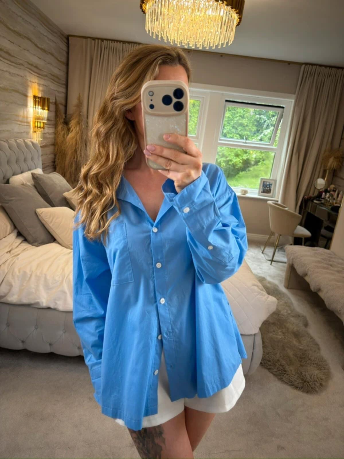 Self Blue Oversized Shirt 100% Cotton 14