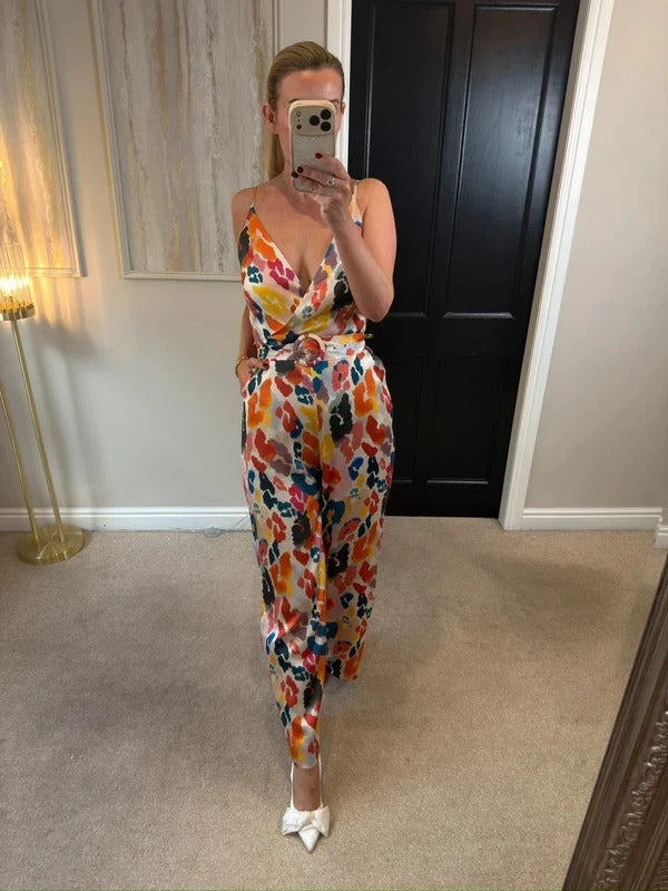 Monsoon Multicoloured Satin Wide Leg Jumpsuit 10
