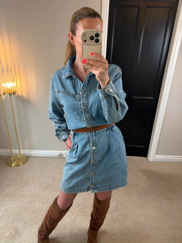 Mango Denim Shirt Dress Size Small