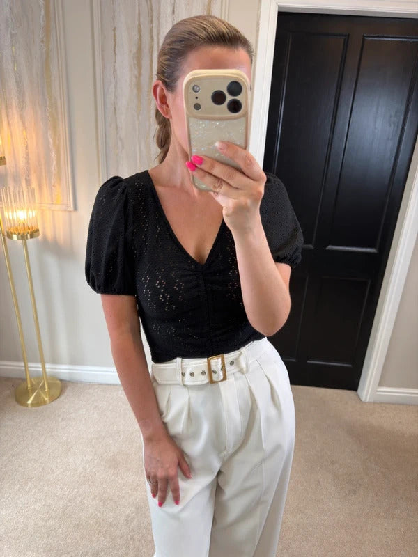 New Look Black Semi Sheer Top 8