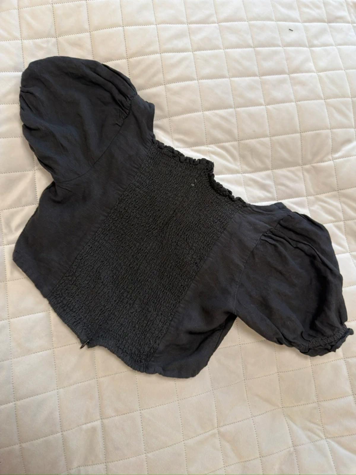 Jack Wills Black Linen Mix Blouse 12