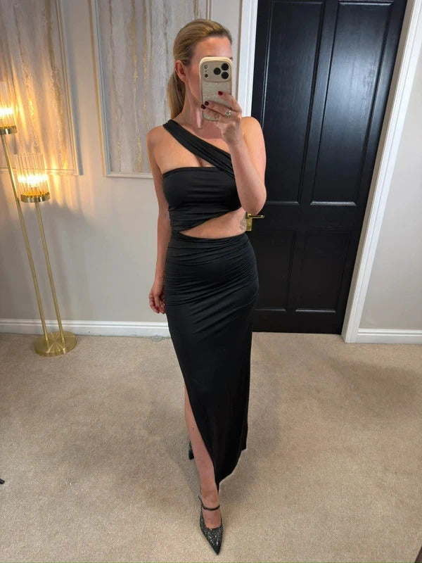 Oh Polly Black Maxi Cut Out Split Maxi Dress 10