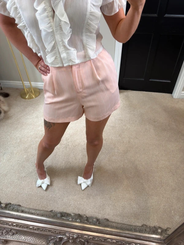 Miss Selfridge Light Pink & White Pinstripe Shorts 8