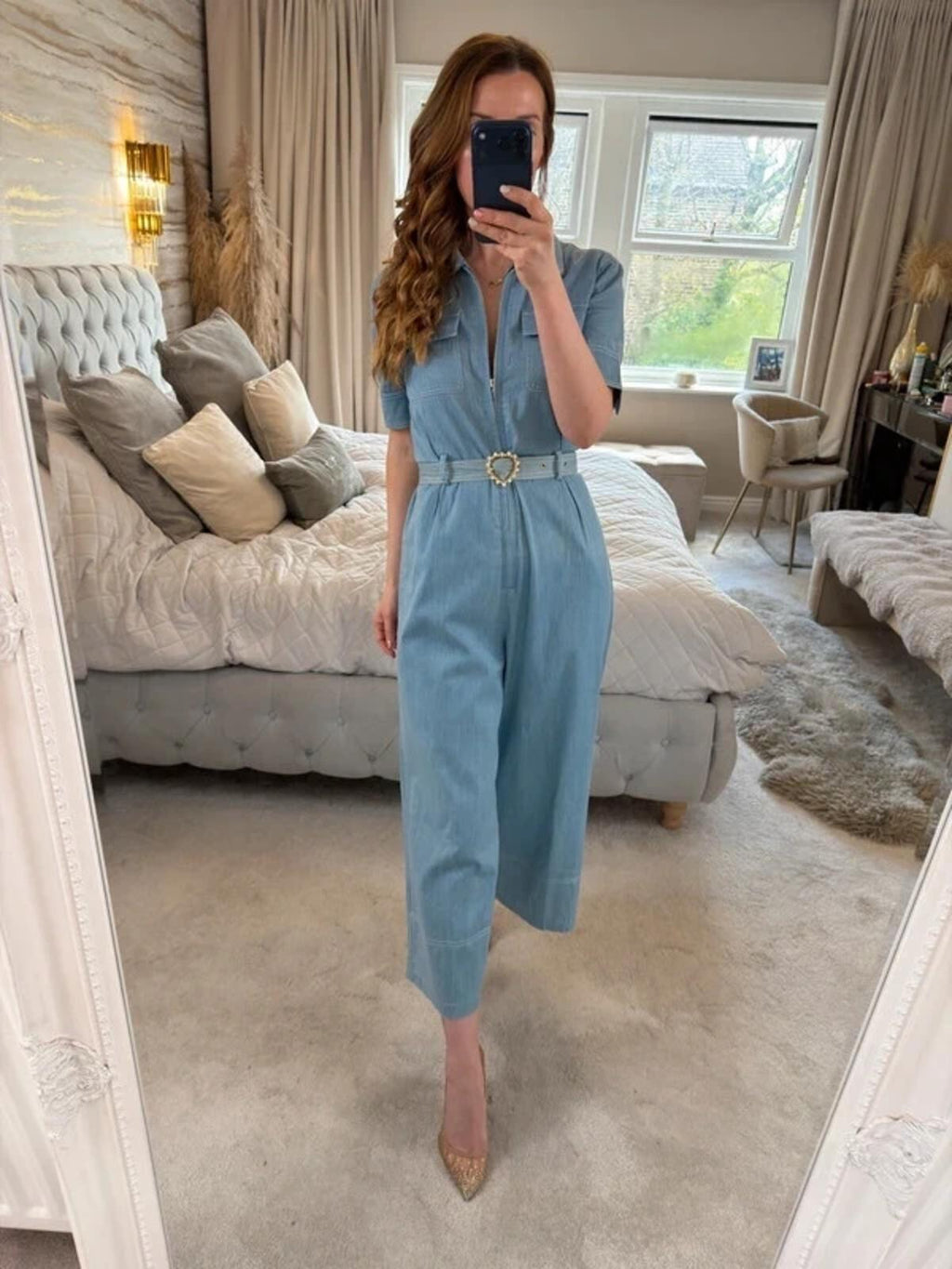Sister Jane Light Blue Denim Jumpsuit Small