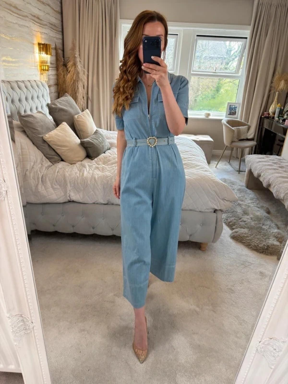 Sister Jane Light Blue Denim Jumpsuit Small