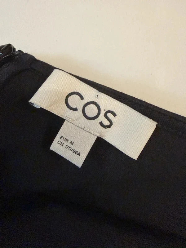 Cos Black Asymmetrical Ruched Dress Medium