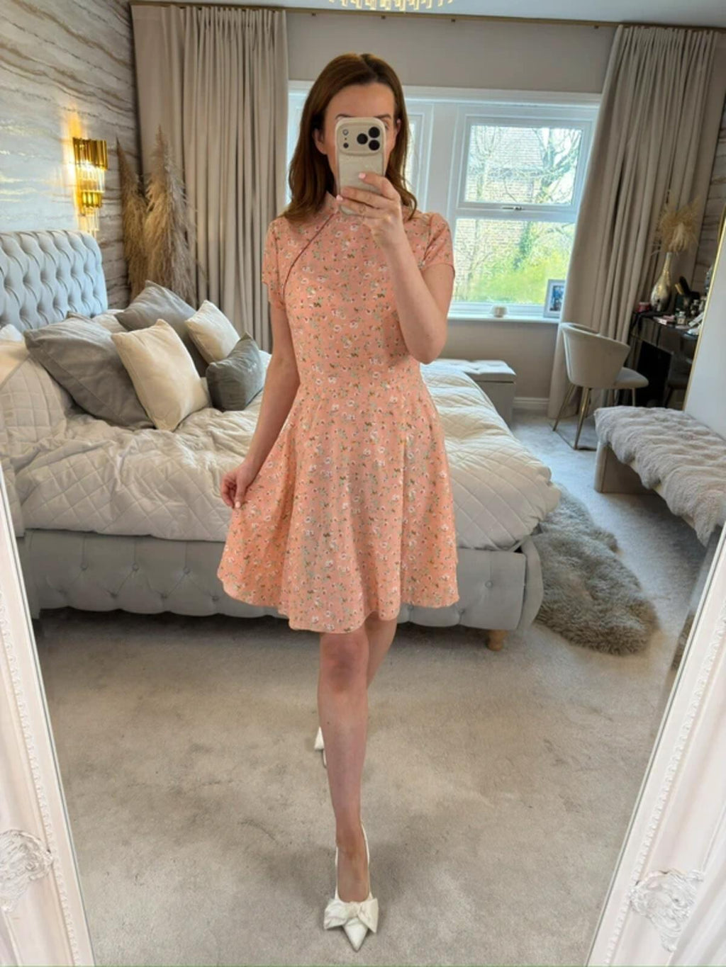 H&D Pink Floral Oriental Dress Large
