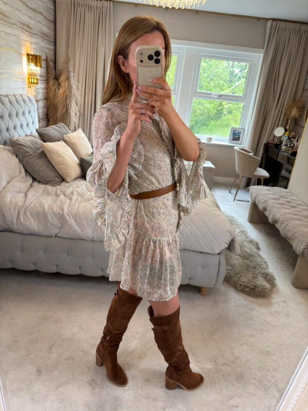 River Island Multicoloured Sheer Boho Frill Dress 10