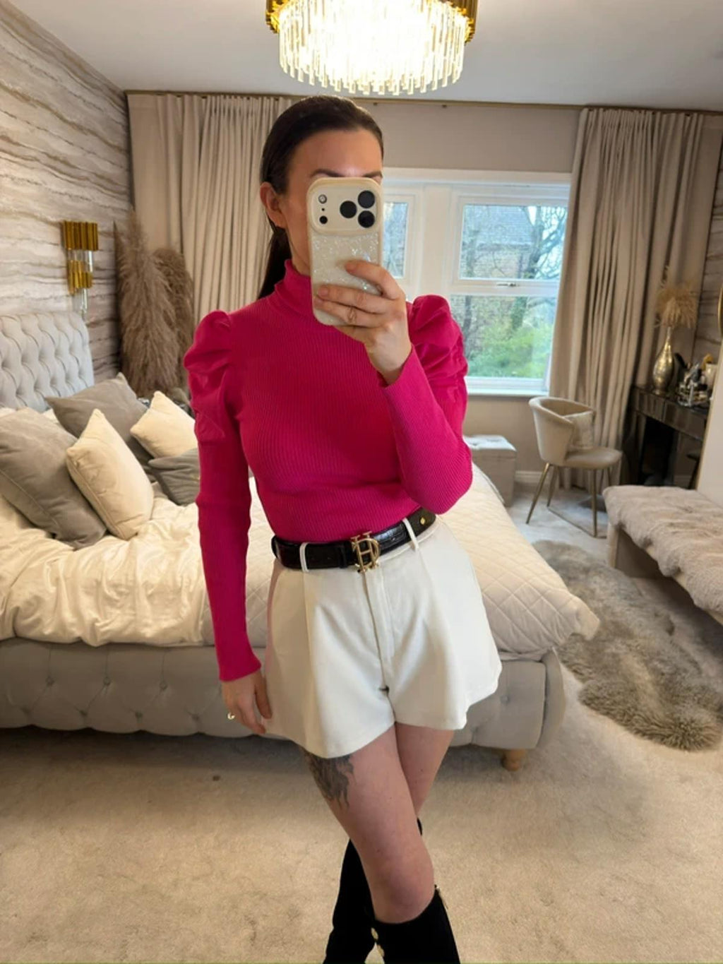 River Island Pink Puff Shoulder Turtleneck Knitted Top 12