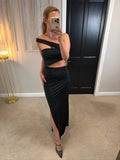 Oh Polly Black Maxi Cut Out Split Maxi Dress 10