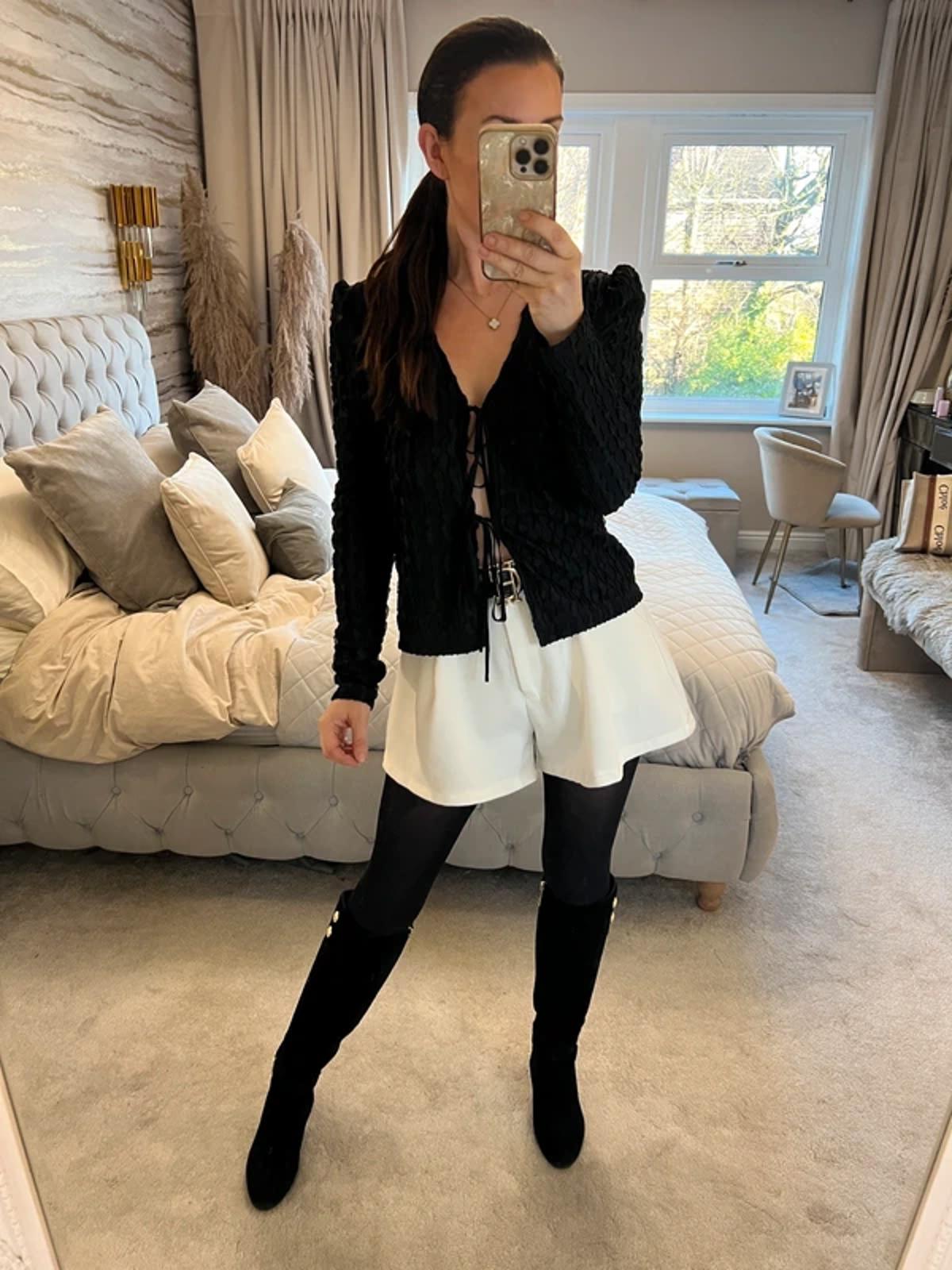 Lola May Black Tie Front Blouse 8