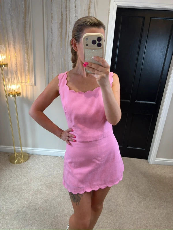 Gap Pink Linen Blend Skirt Co Ord Medium
