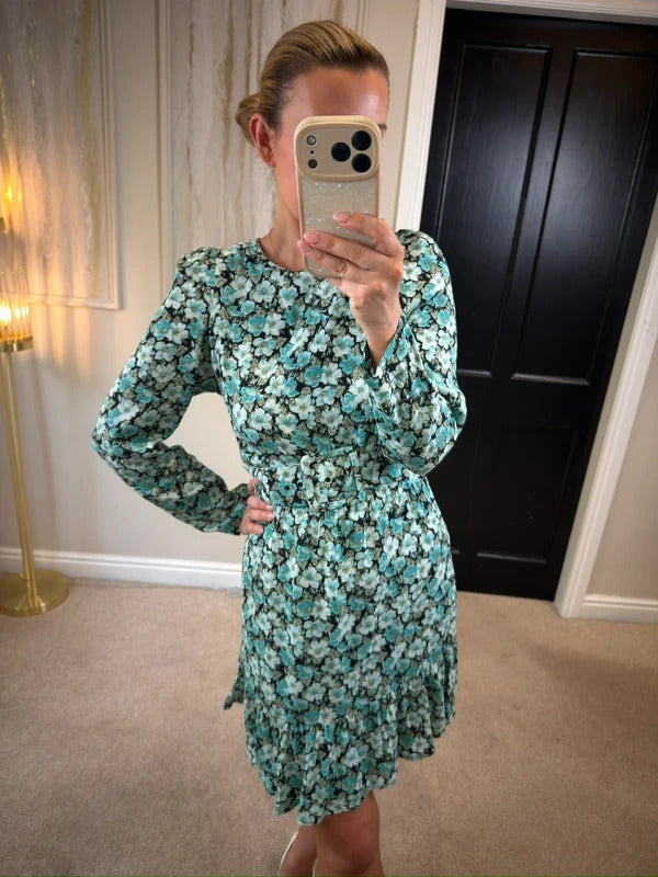 & Other Stories Mint Floral Belted Mini Dress 10