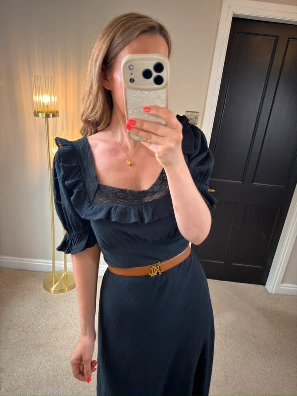 Free People Now & Forever Navy Midi Dress Medium