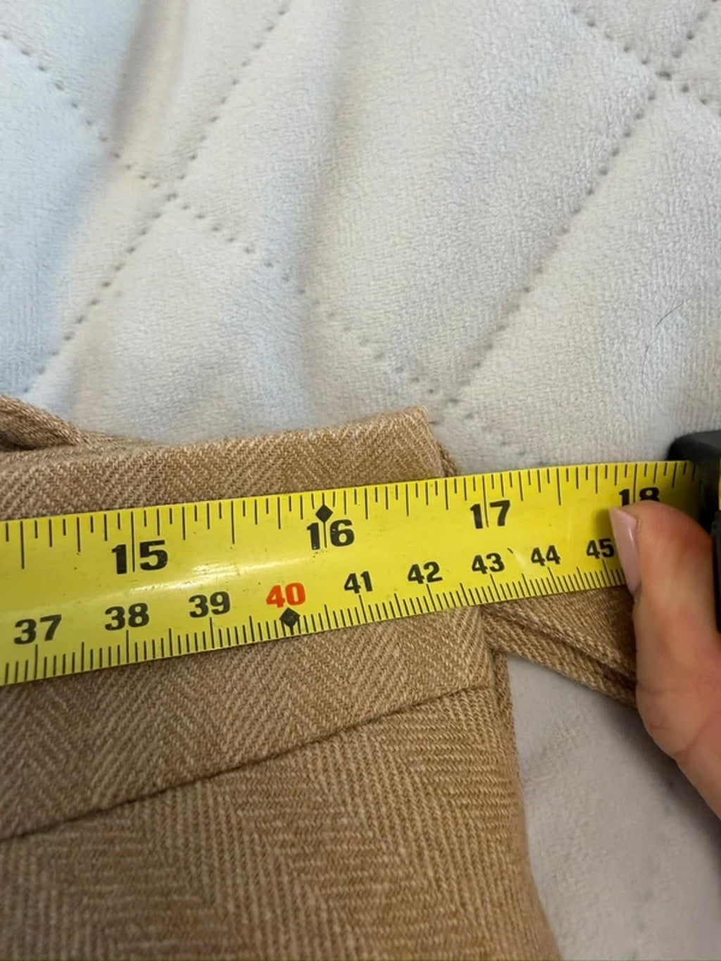 Vintage Hauber Beige Wool Blend Midi Skirt 14/16