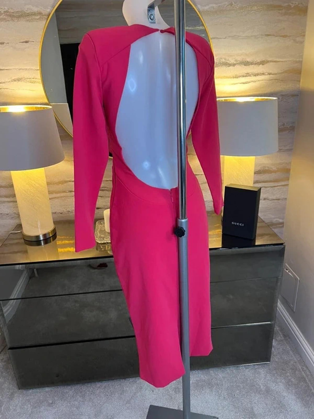 AQ / AQ Pink Open Back Midi Dress 8