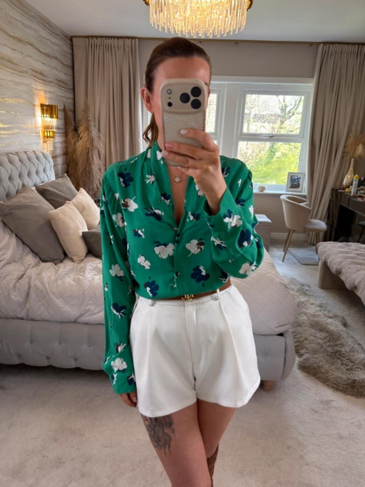 Monsoon Green Floral Blouse 16