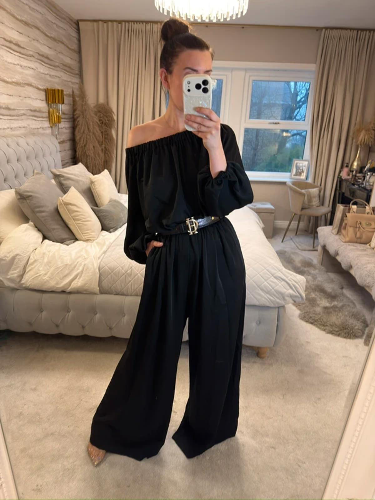 Kevan Jon Black Wide Leg Jumpsuit Small