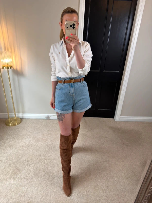River Island Denim Paperbag Shorts 8