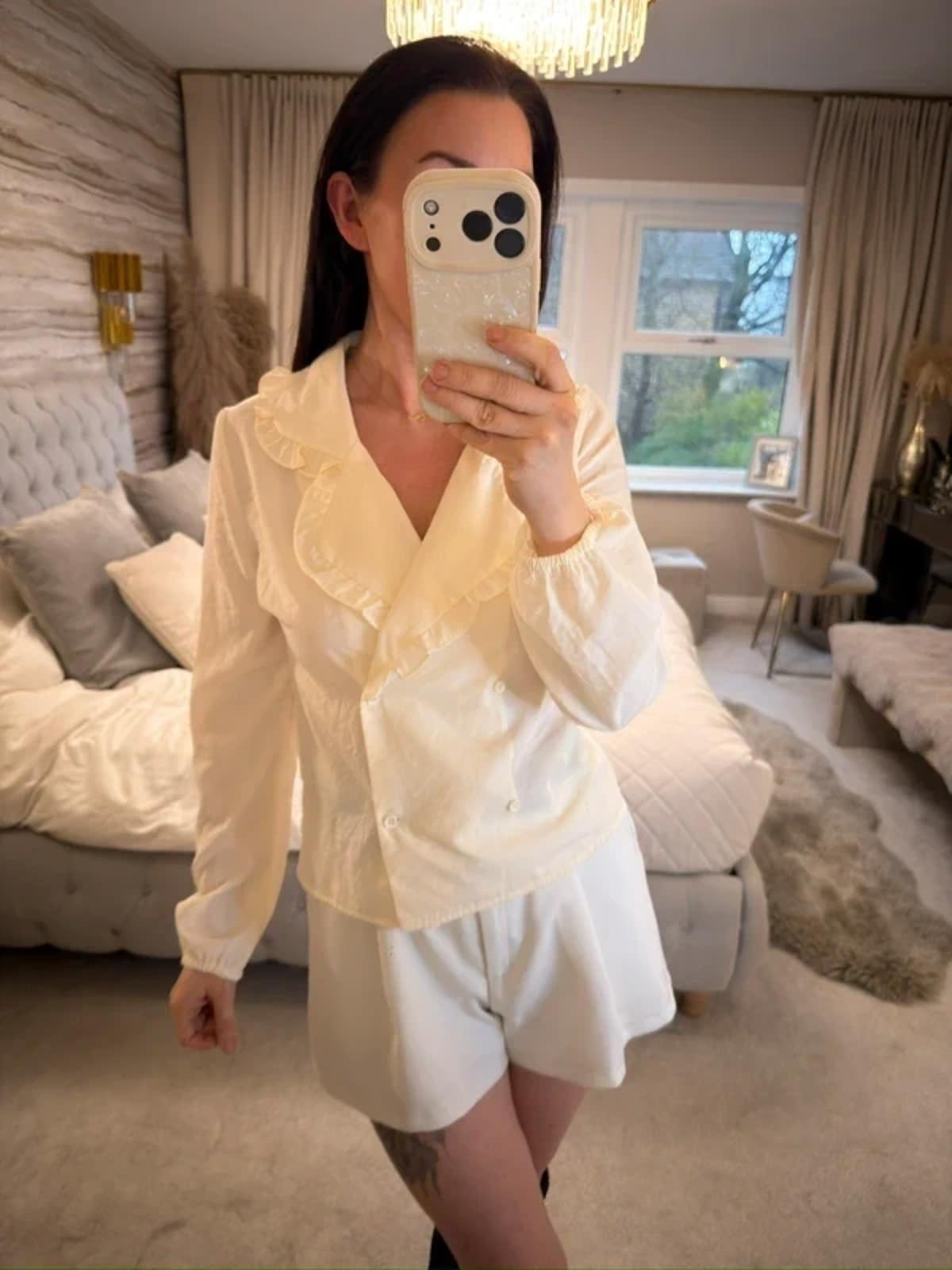 New Look Cream Frill Collar Boho Blouse 6