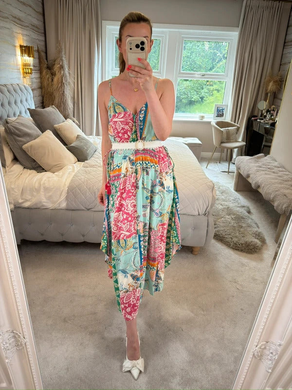 Monsoon Multicoloured Paisley Midi Dress Medium