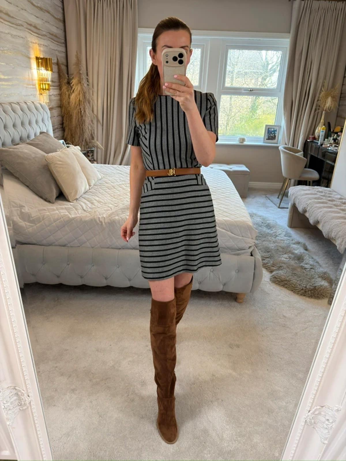 Oasis Black Striped Dress 8