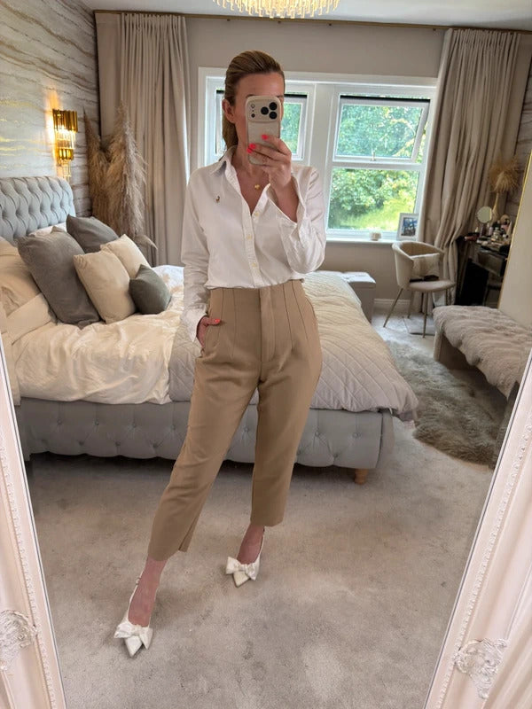 Zara Camel Brown High Waisted Trouser Large