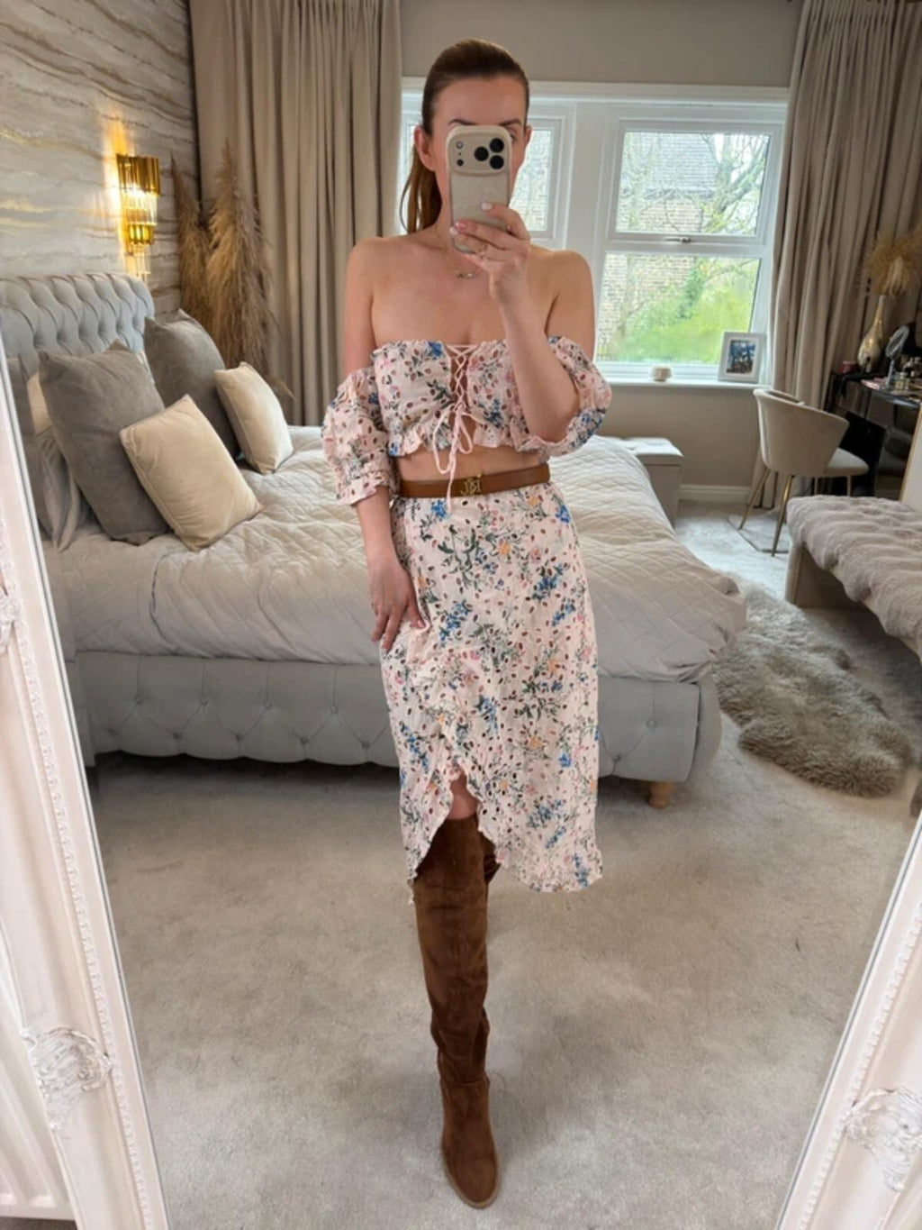 ASOS Pink Floral Broderie Anglaise Skirt Co Ord 8 BNWT