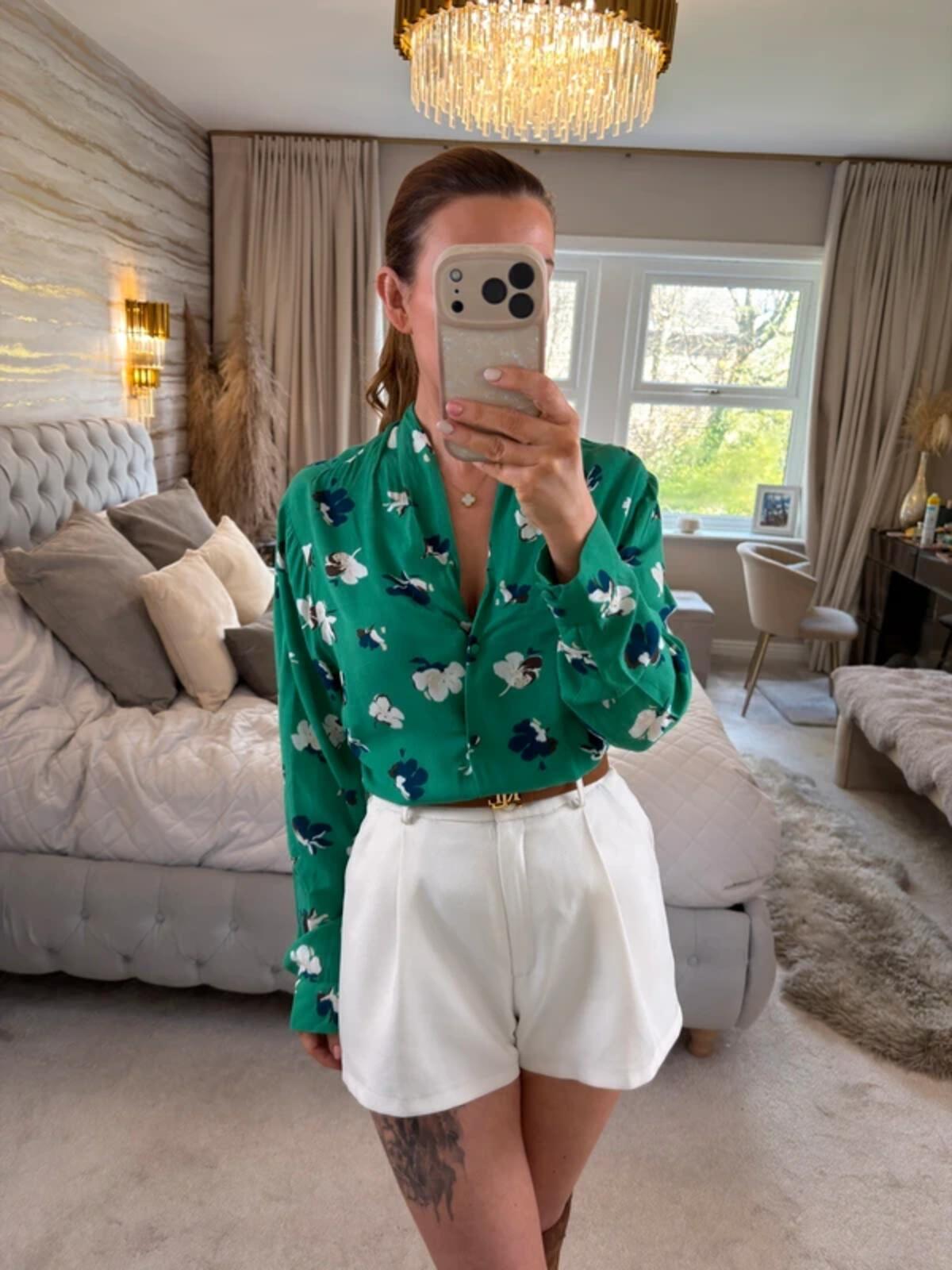 Monsoon Green Floral Blouse 16