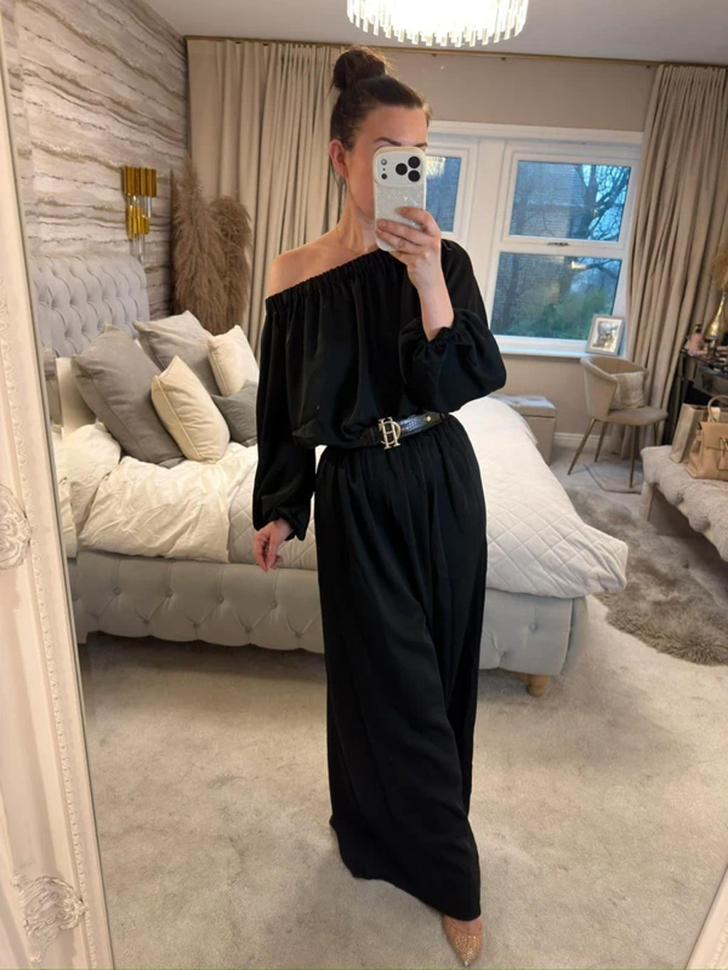 Kevan Jon Black Wide Leg Jumpsuit Small