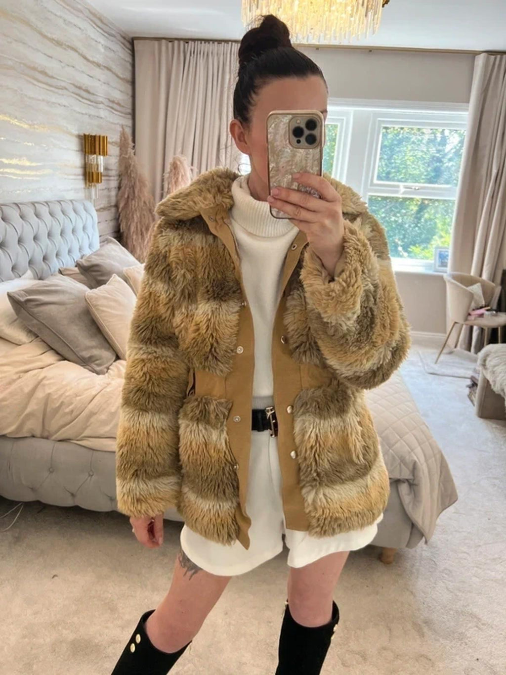 Vintage Brown Faux Fur Coat 10/12 🌸