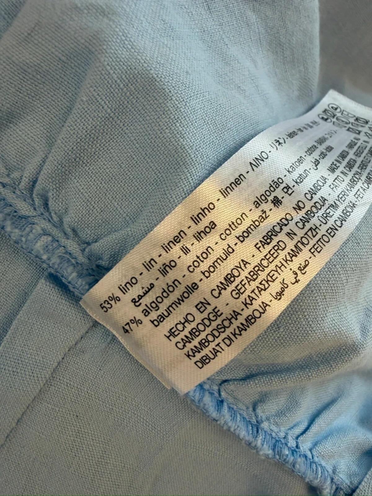 Zara Light Blue Linen Mix Playsuit XS