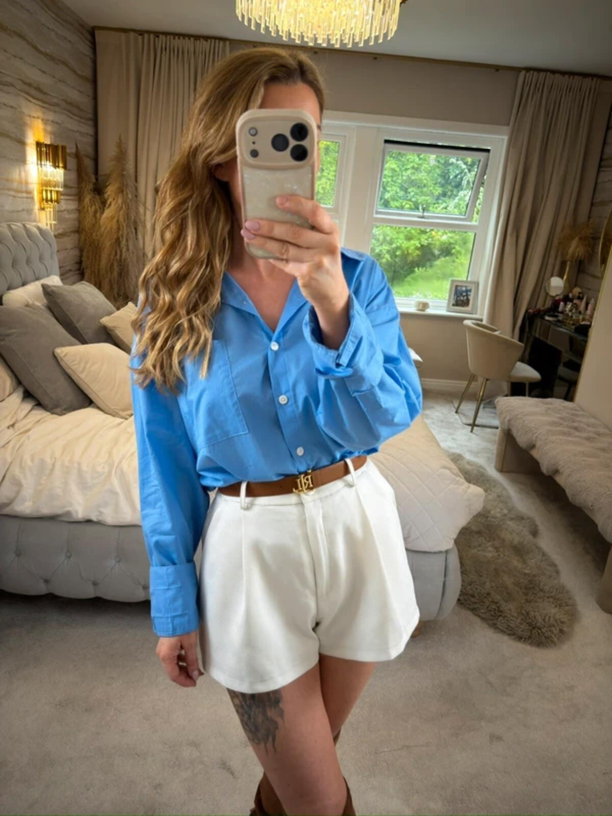 Self Blue Oversized Shirt 100% Cotton 14
