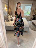 BNWT Topshop Black Ruffle Tiered Floral Dress 6/8