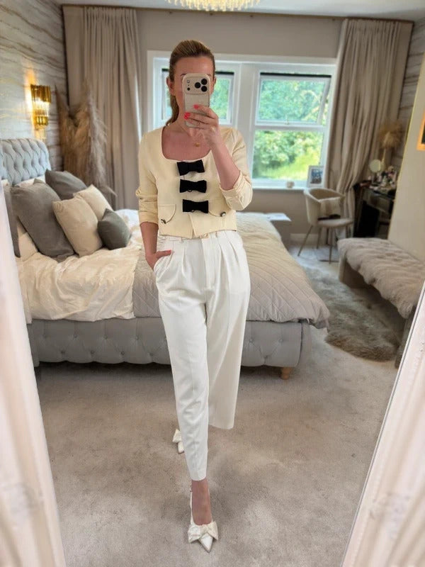 BNWT Sister Jane Cream & Black Bow Jacket Small