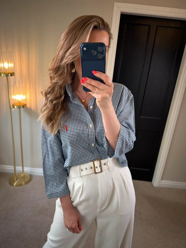 Handmade Navy & White Gingham Shirt