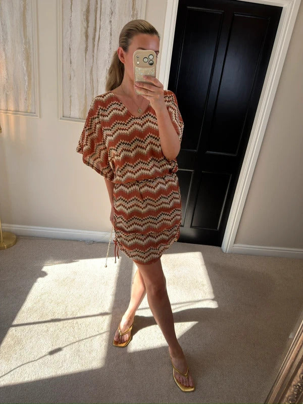 South Beach Copper Crochet ‘Poolside’ Ruched Cover Up 12