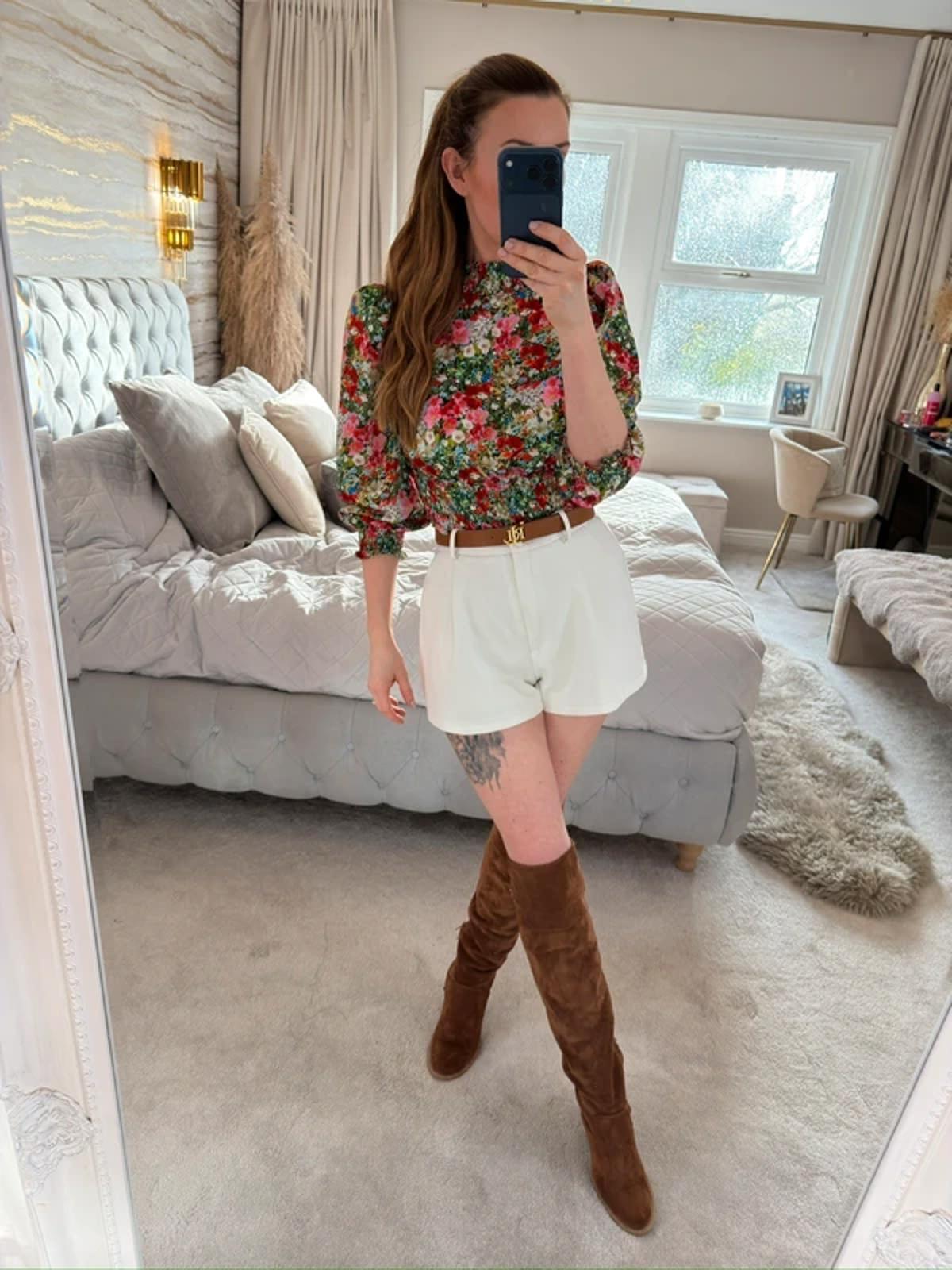 Zara Satin Floral Puff Sleeve Blouse XS