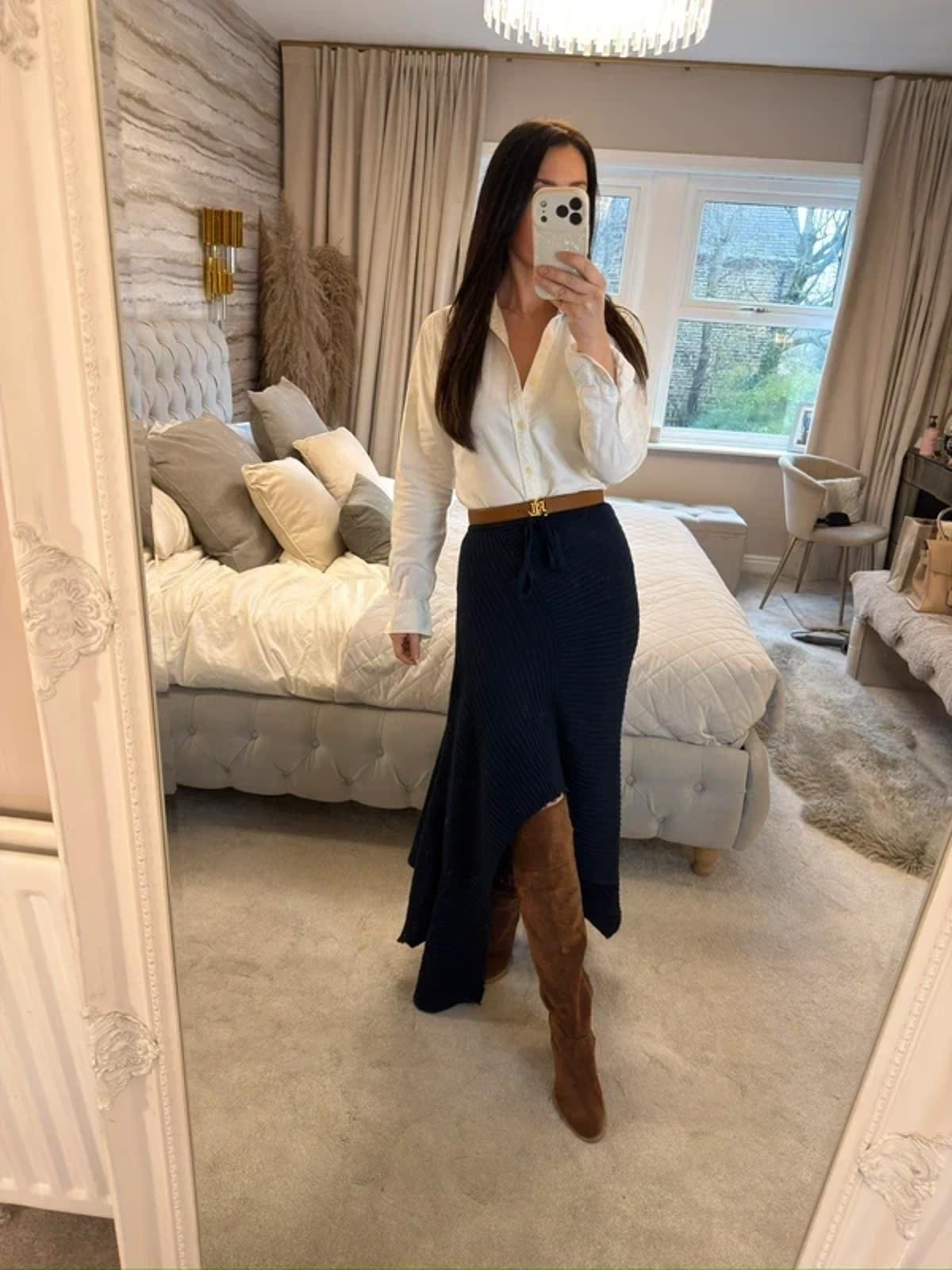 Marques Almeida Navy Knitted Asymmetrical Skirt 8/10
