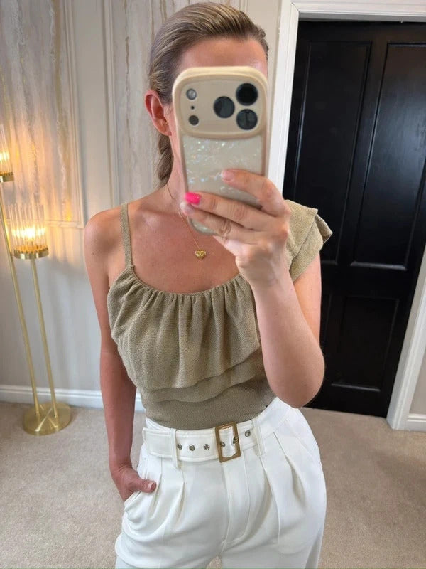 BNWT Zara Oatmeal Asymmetrical Knit Top Small