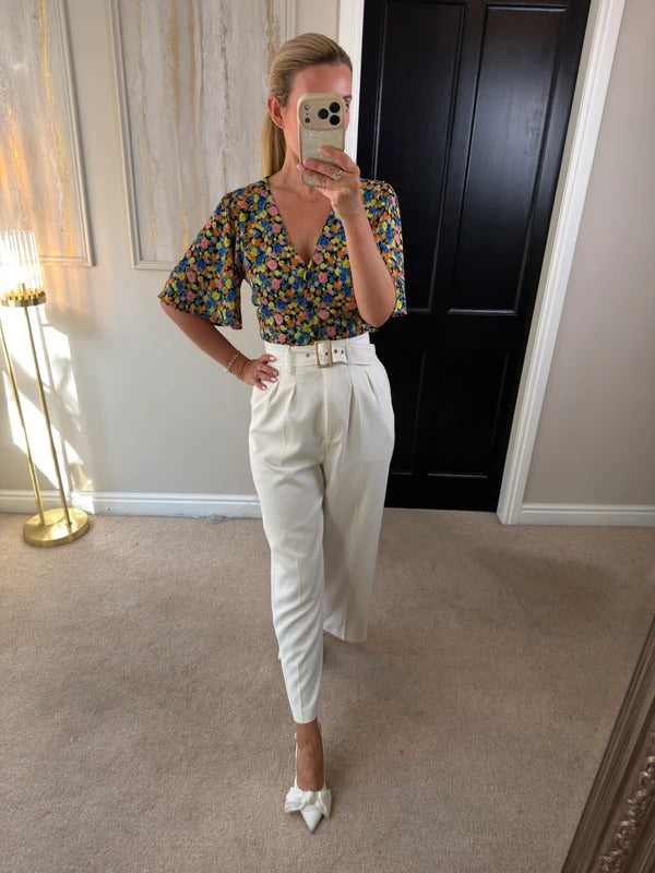 ASOS Multicoloured Floral Tie Back Blouse 10