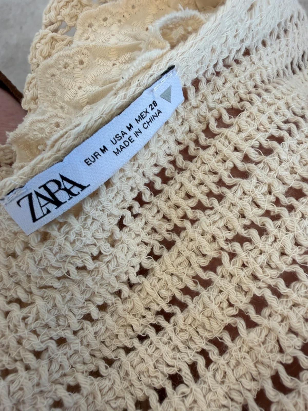 Zara Cream Crochet Lace Boho Top Medium