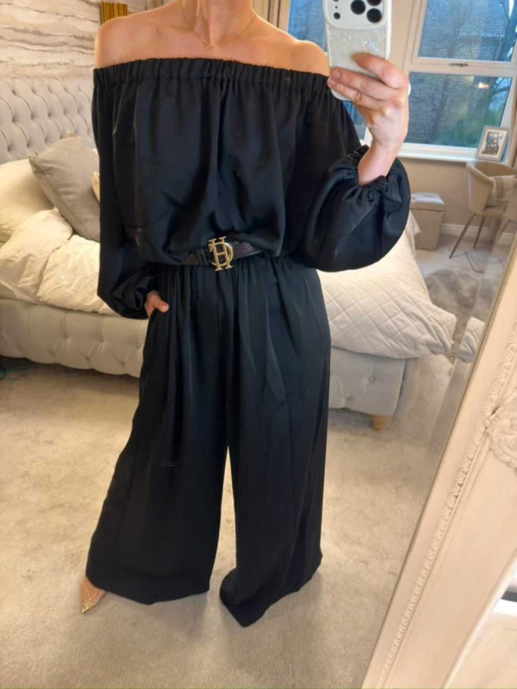 Kevan Jon Black Wide Leg Jumpsuit Small