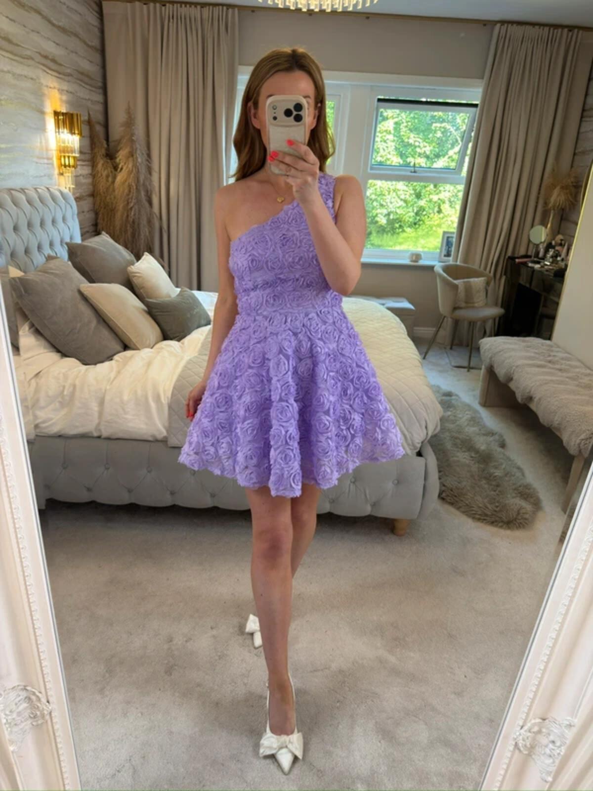 Faeriesty Lilac 3D Floral Petal Mini Dress Small